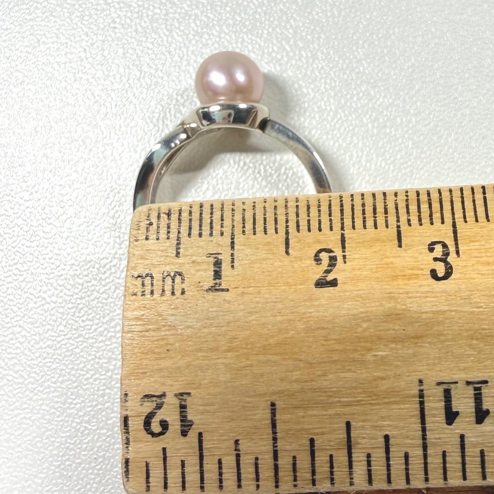 Sterling Silver Pink Cultured Pearl Bypass Infinity Ring Size 6.5 925 STER - Picture 9 of 9
